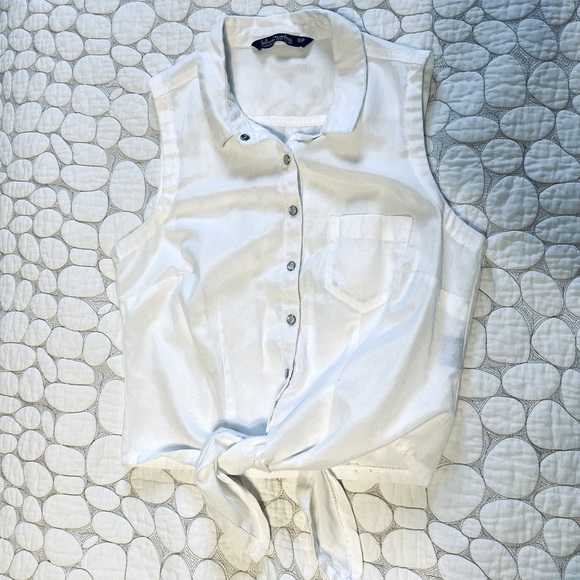 🛍 Bluenotes linen tie crop top - White - S - Picture 1 of 4